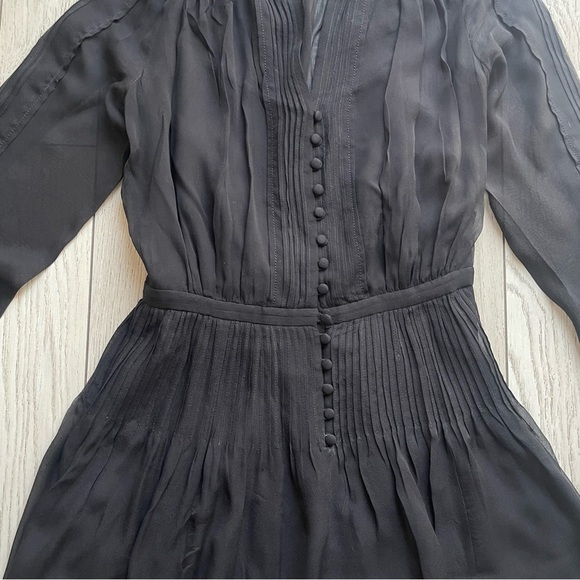 Diane Von Furstenberg Black Pleated Sundress with Bishop Sleeves - Picture 3 of 6